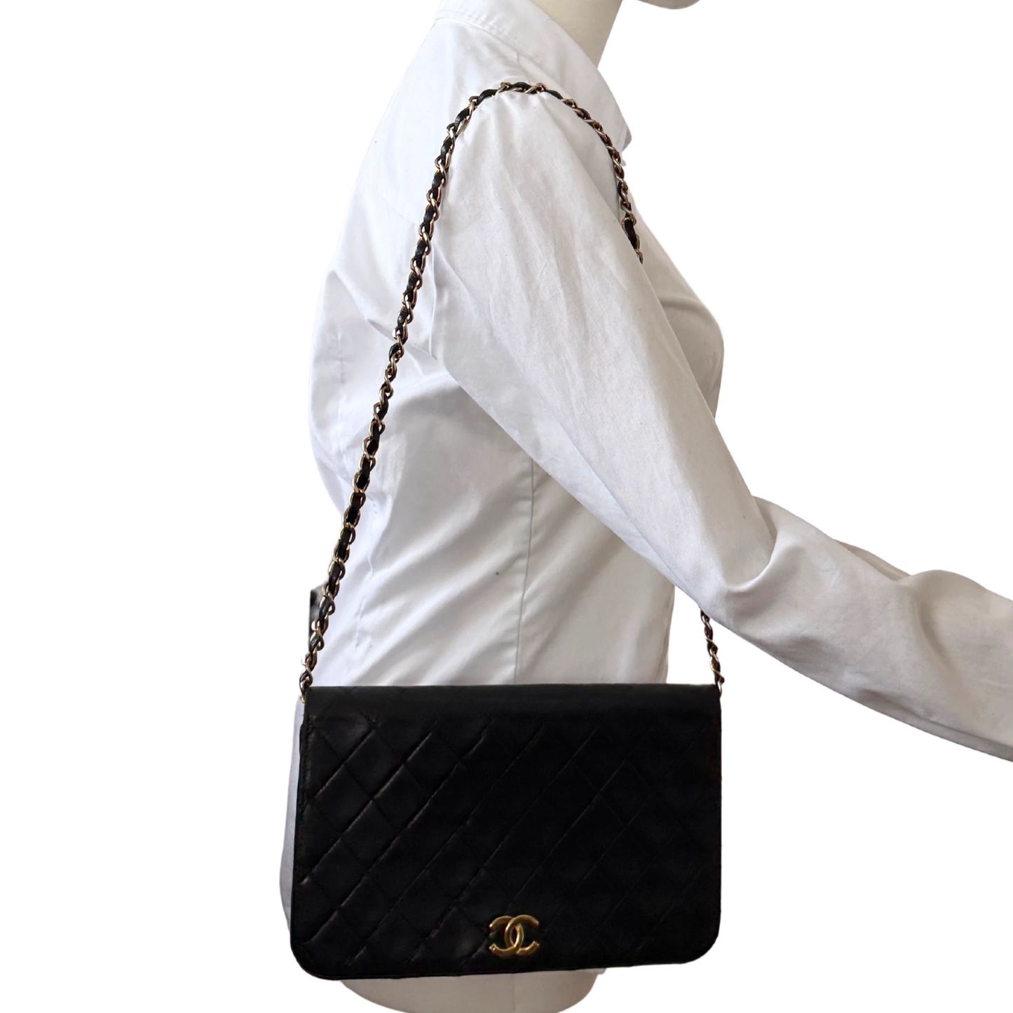 Chanel Timeless Wallet on Chain WOC Lammleder Schwarz / gut Chanel