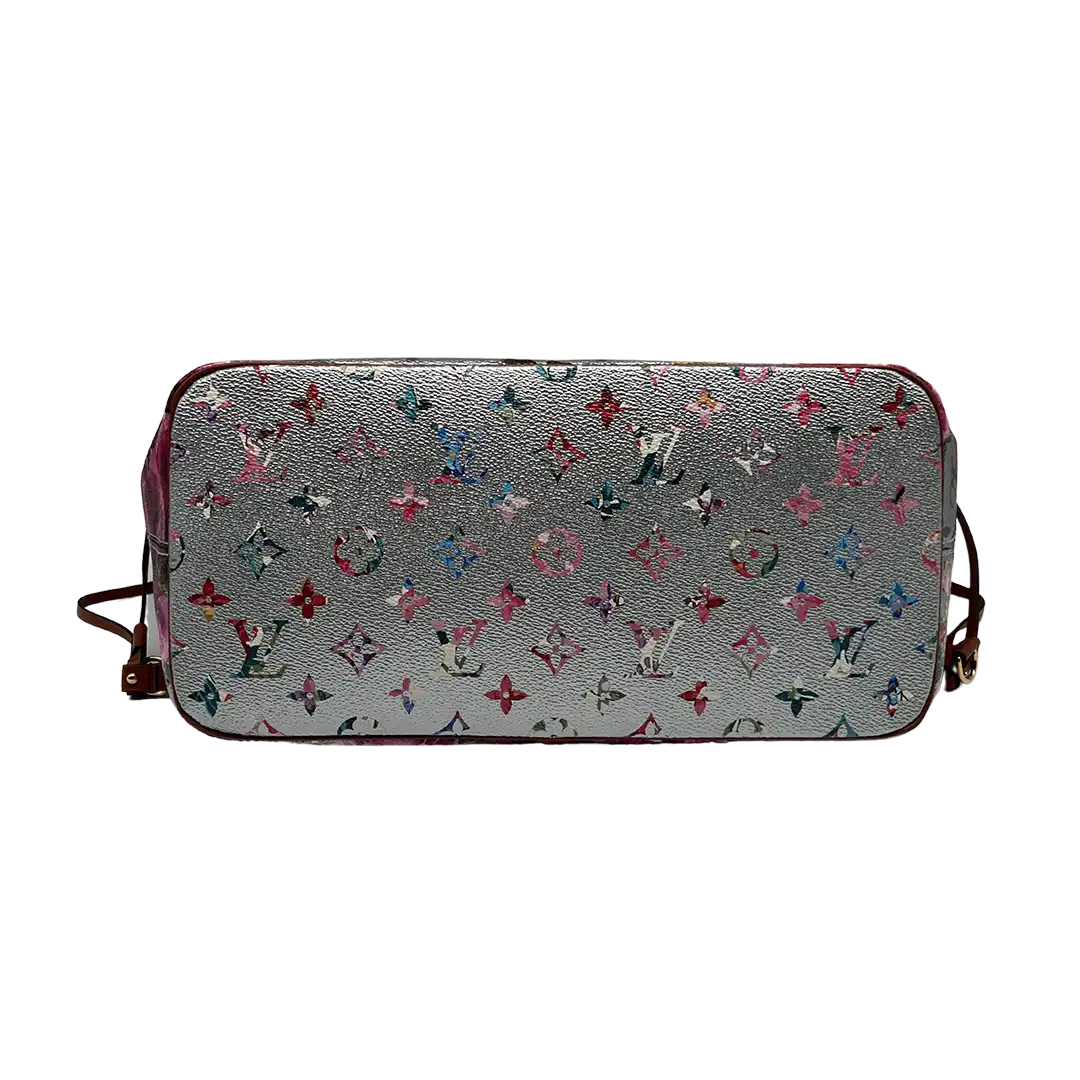 Louis Vuitton Metallic Monogram LV Garden Neverfull MM Silver Fullset / neuwertig Louis Vuitton