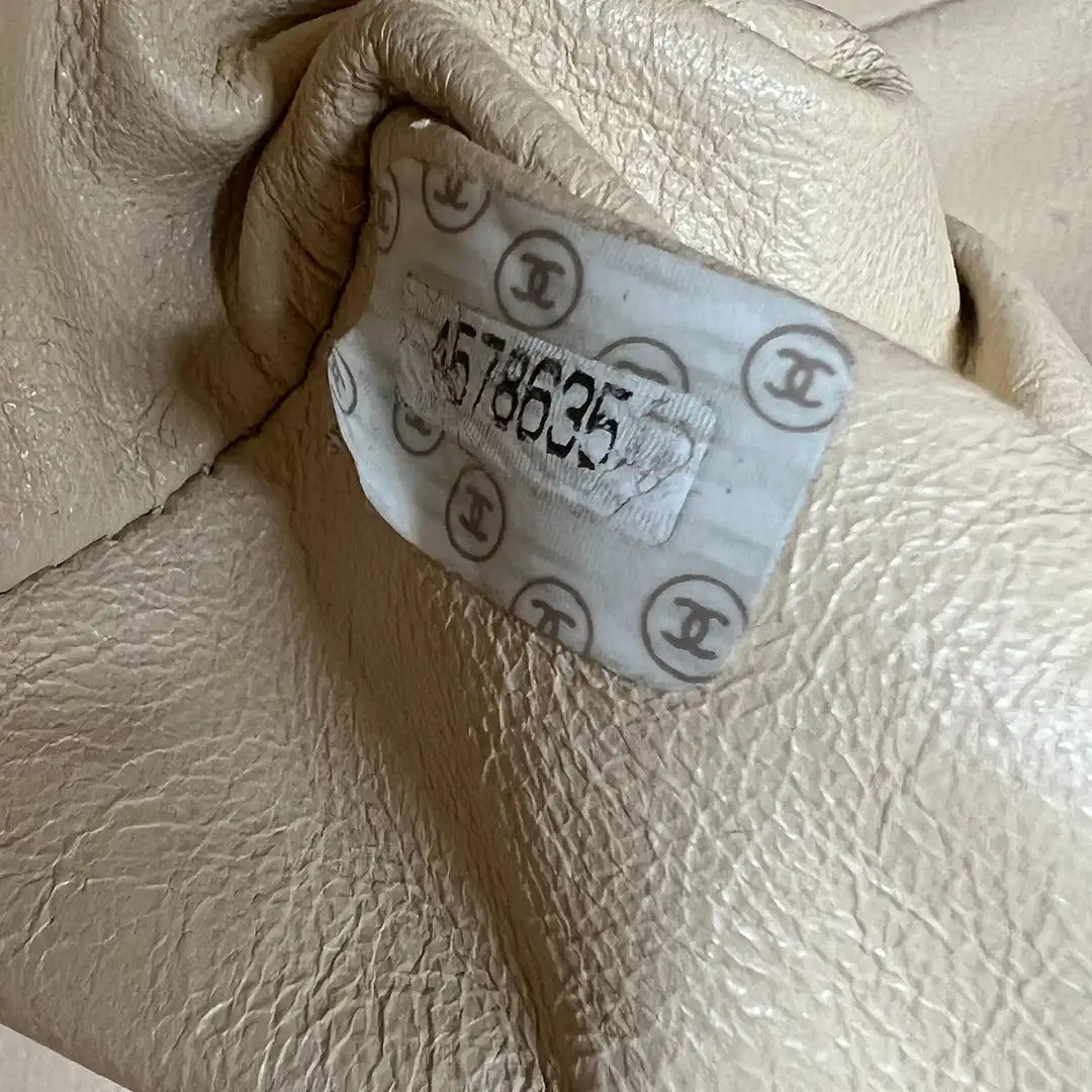 Chanel Vintage Shopper Tasche Kaviar Leder beige / akzeptabel Chanel