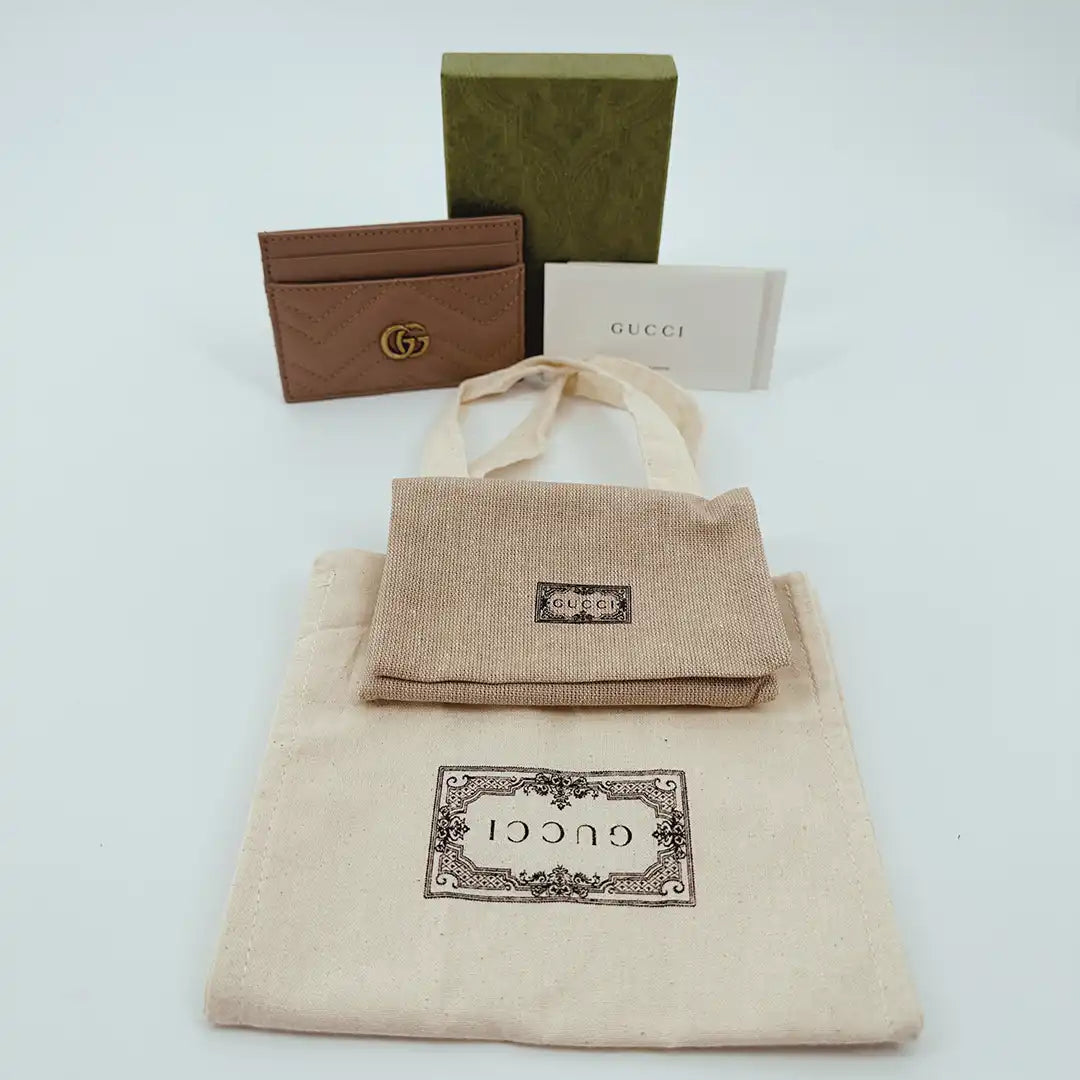 Gucci GG Marmont Kalbsleder Kartenetui Cardholder poudre / neu Gucci