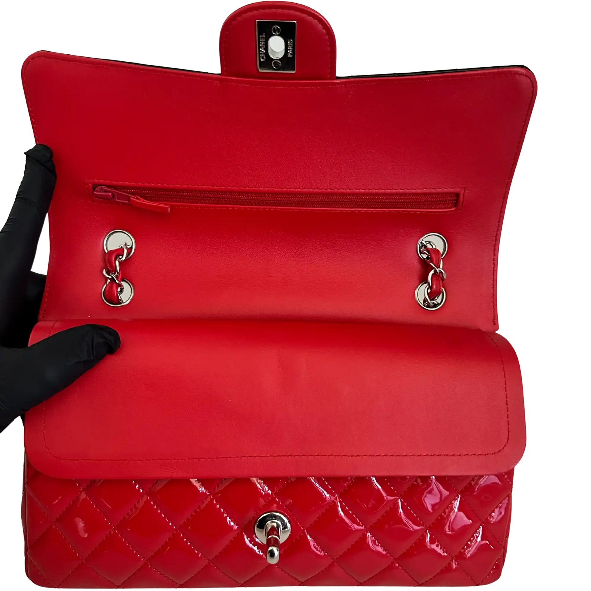 Chanel Medium Bicolor Quilted Patent Calfskin Double Flap Bag / neuwertig Chanel