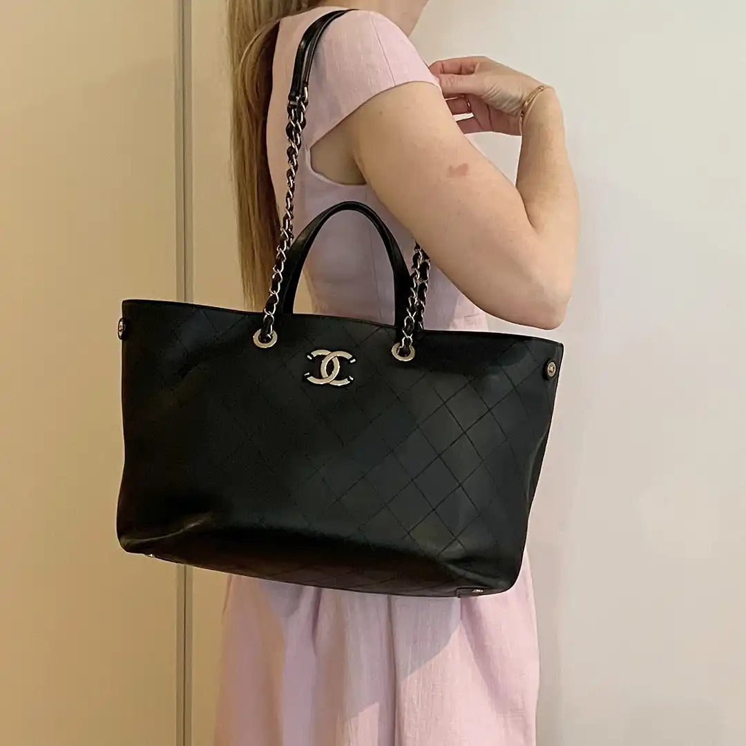 Chanel Deauville Leder Shopping Tasche Fullset / sehr gut Chanel