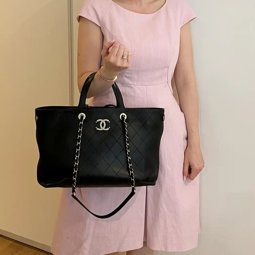 Chanel Deauville Leder Shopping Tasche Fullset / sehr gut Chanel