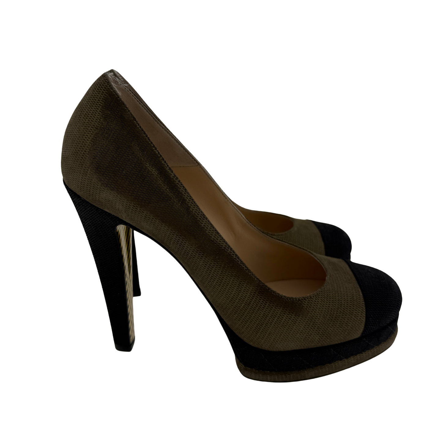 Chanel Pumps Metallic braun & schwarz 38 1/2 / ungetragen Chanel