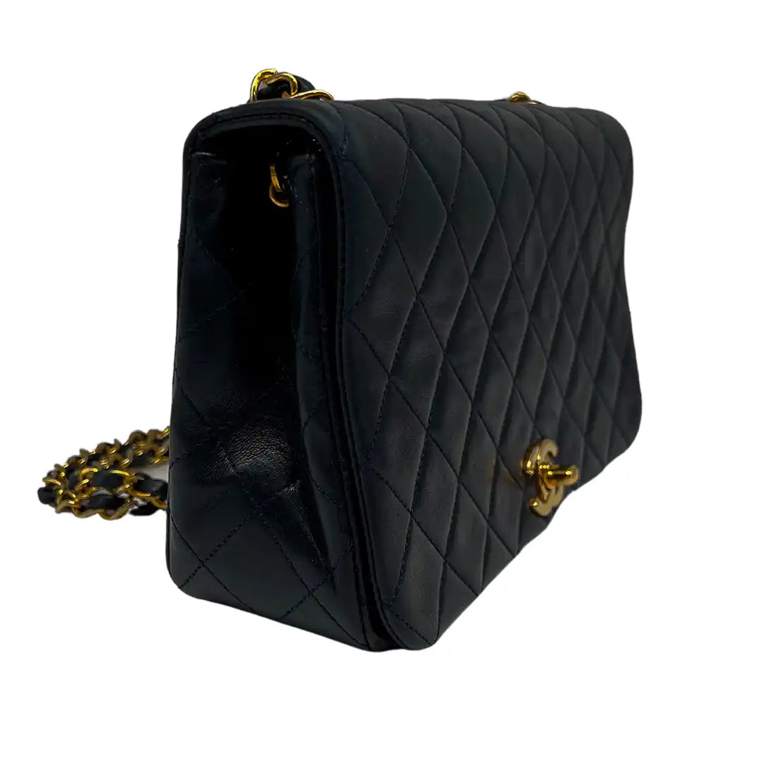Chanel Timeless Single Flap Small dunkelblaues Lammleder / gut Produkt