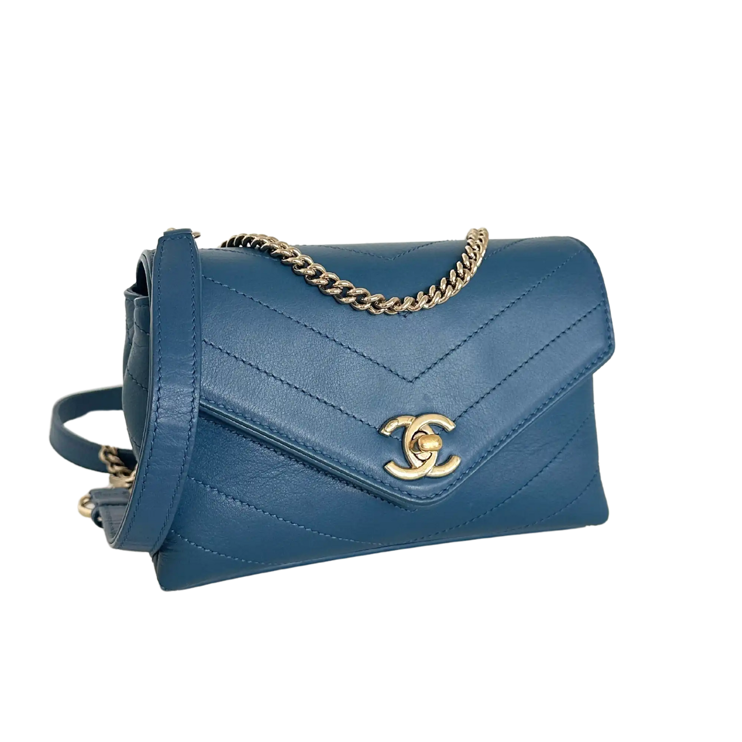 Chanel Chevron Coco Waist Bag blau / sehr gut Echtheitscheck