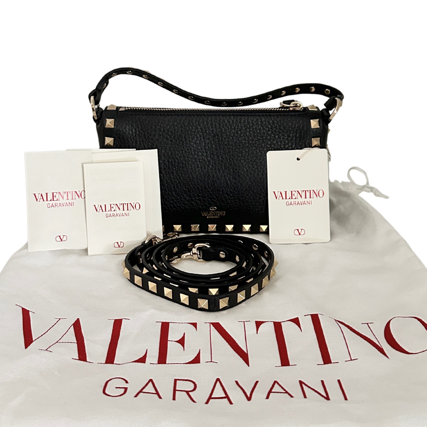 Valentino kleine Rockstud Schultertasche Kalbsleder schwarz / neuwertig Valentino