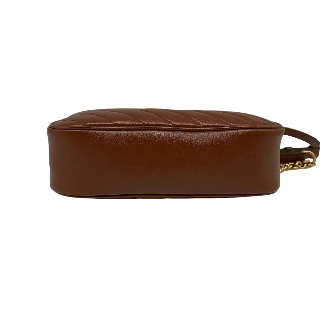 Gucci GG Marmont mittelgroß Matelassé-Leder Umhängetasche braun / sehr gut Gucci