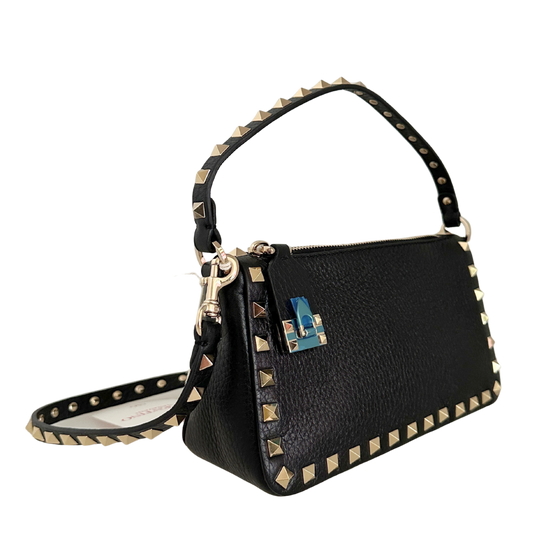 Valentino kleine Rockstud Schultertasche Kalbsleder schwarz / neuwertig Valentino