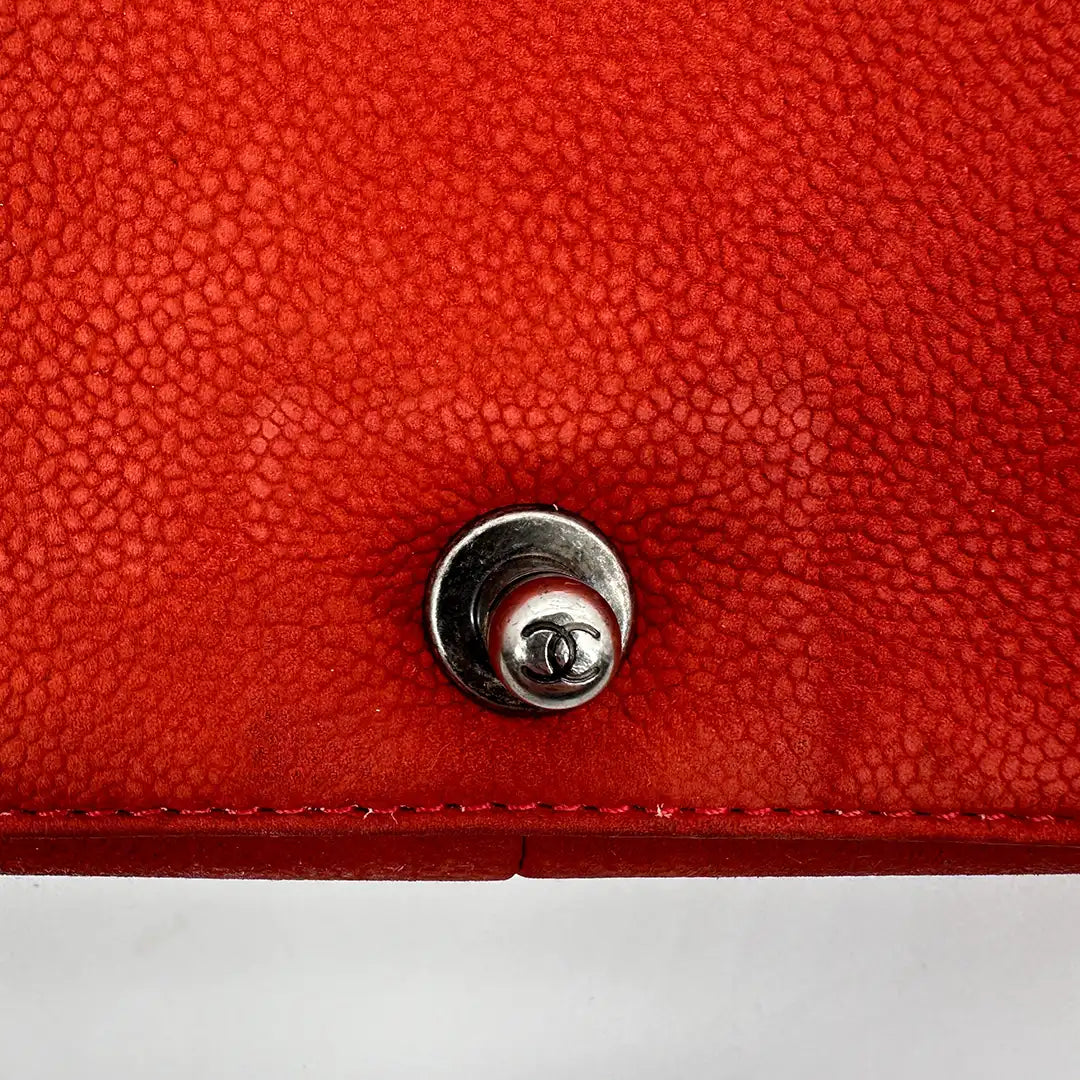 Chanel Boy Tasche Large Kaviar Wildleder rot / gut Chanel