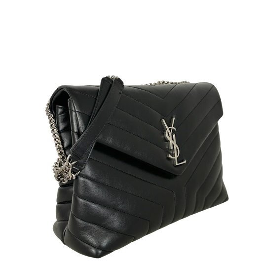 Saint Laurent YSL LouLou Medium Leder schwarz silberne Hardware / sehr gut Saint Laurent