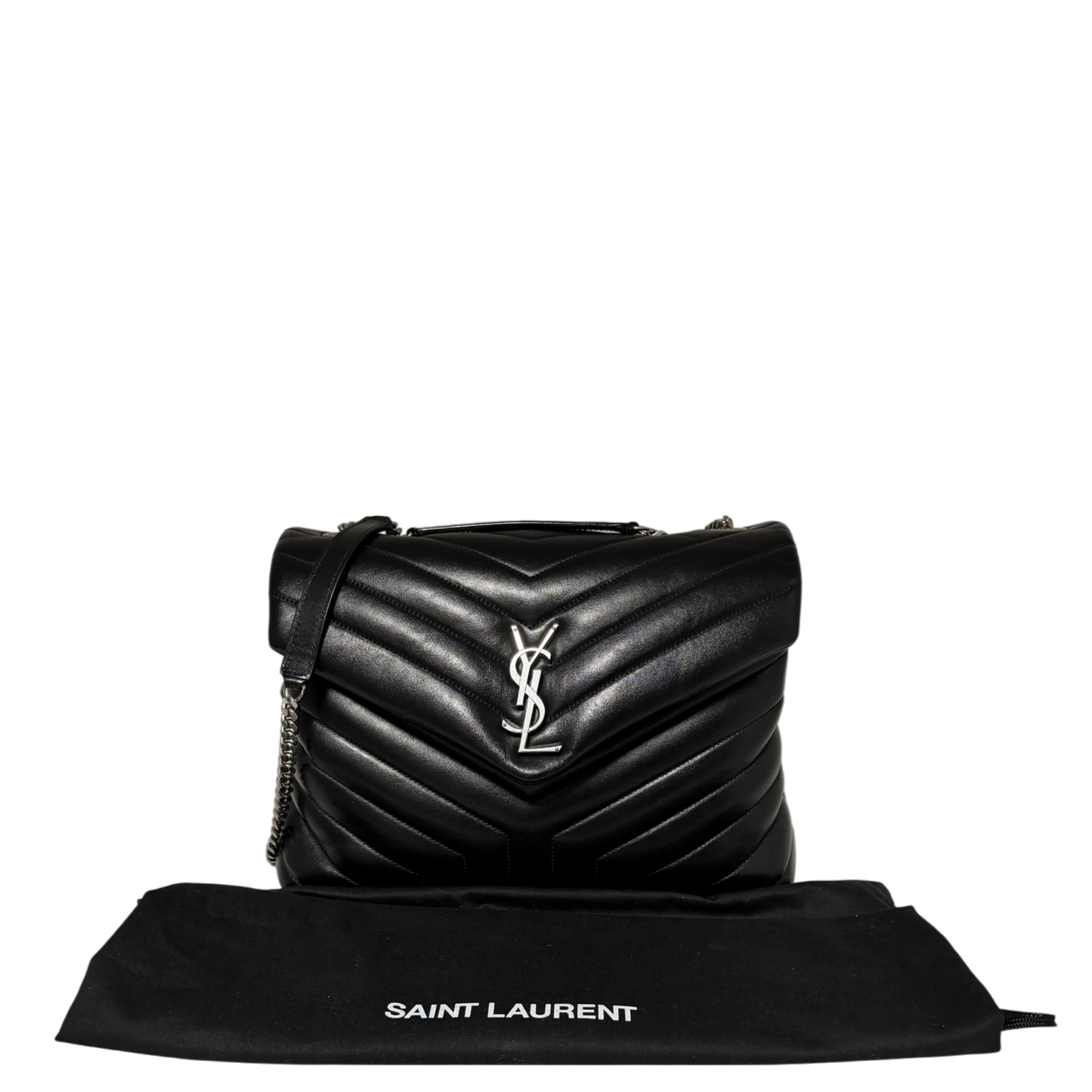 Saint Laurent LouLou Medium Leder schwarz silberne Hardware / sehr gut Saint Laurent
