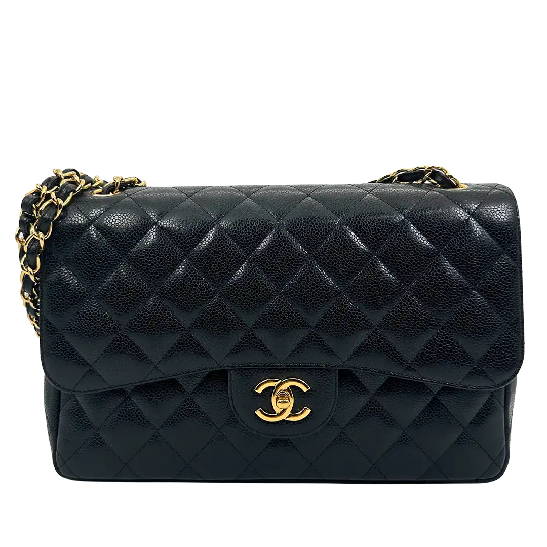 Chanel Timeless Jumbo Double Flap Bag 2011 schwarz Kaviarleder Fullset sehr gut
