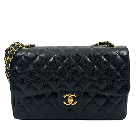Chanel Timeless Jumbo Double Flap Bag 2011 schwarz Kaviarleder Fullset / sehr gut Chanel