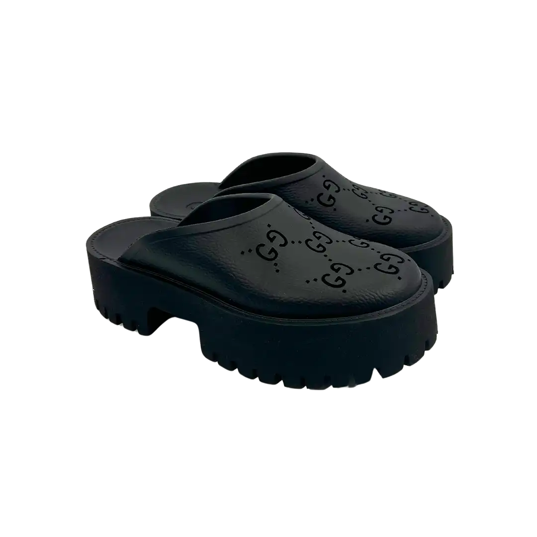 Gucci Elea Plateau Mules aus perforiertem Gummi / ungetragen Gucci