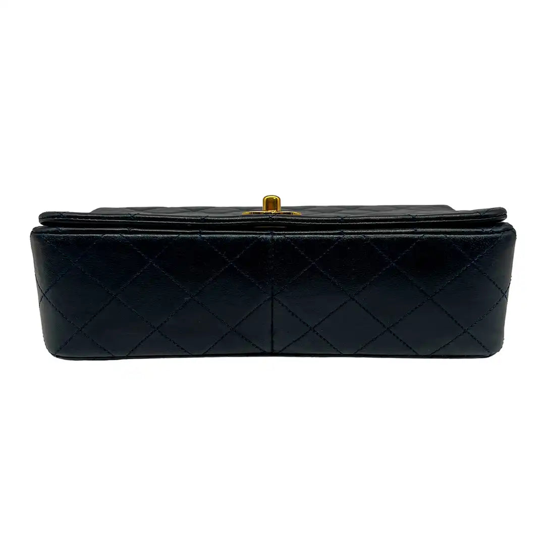 Chanel Timeless Single Flap Small dunkelblaues Lammleder / gut Produkt