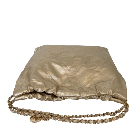 Chanel 22 mittelgroße Hobo Bag gold, goldene Hardware Fullset / sehr gut Chanel