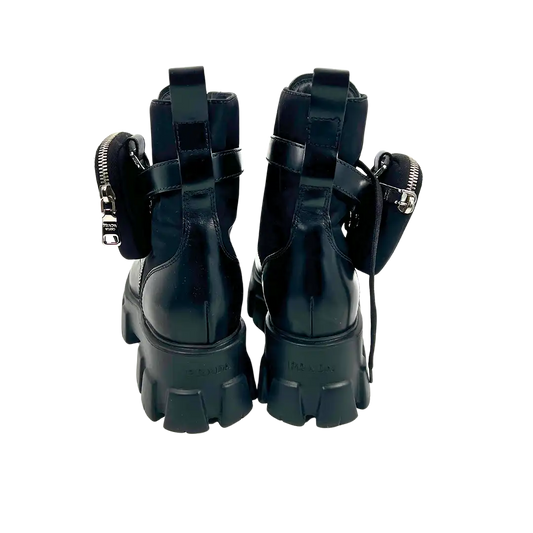 Prada Monolith Stiefel aus gebürstetem Leder und Re-Nylon EU 38,5 / sehr gut Prada