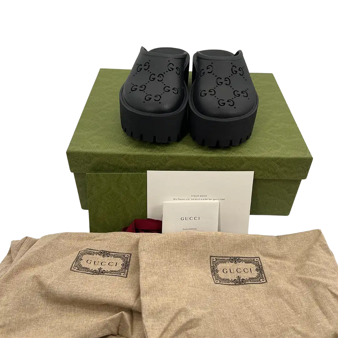 Gucci Elea Plateau Mules aus perforiertem Gummi / ungetragen Gucci