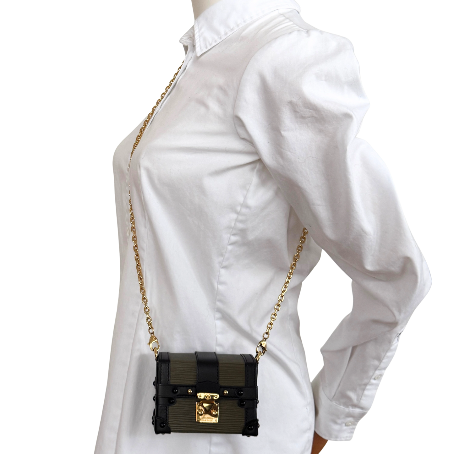 Louis Vuitton Petite Malle Handtasche Epi-Leder Olivgrün / sehr gut Louis Vuitton