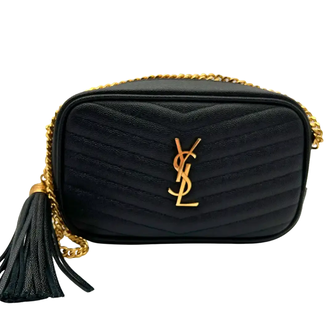 Saint Laurent LOU MINI TASCHE GESTEPPTES LEDER schwarz gold ungetragen