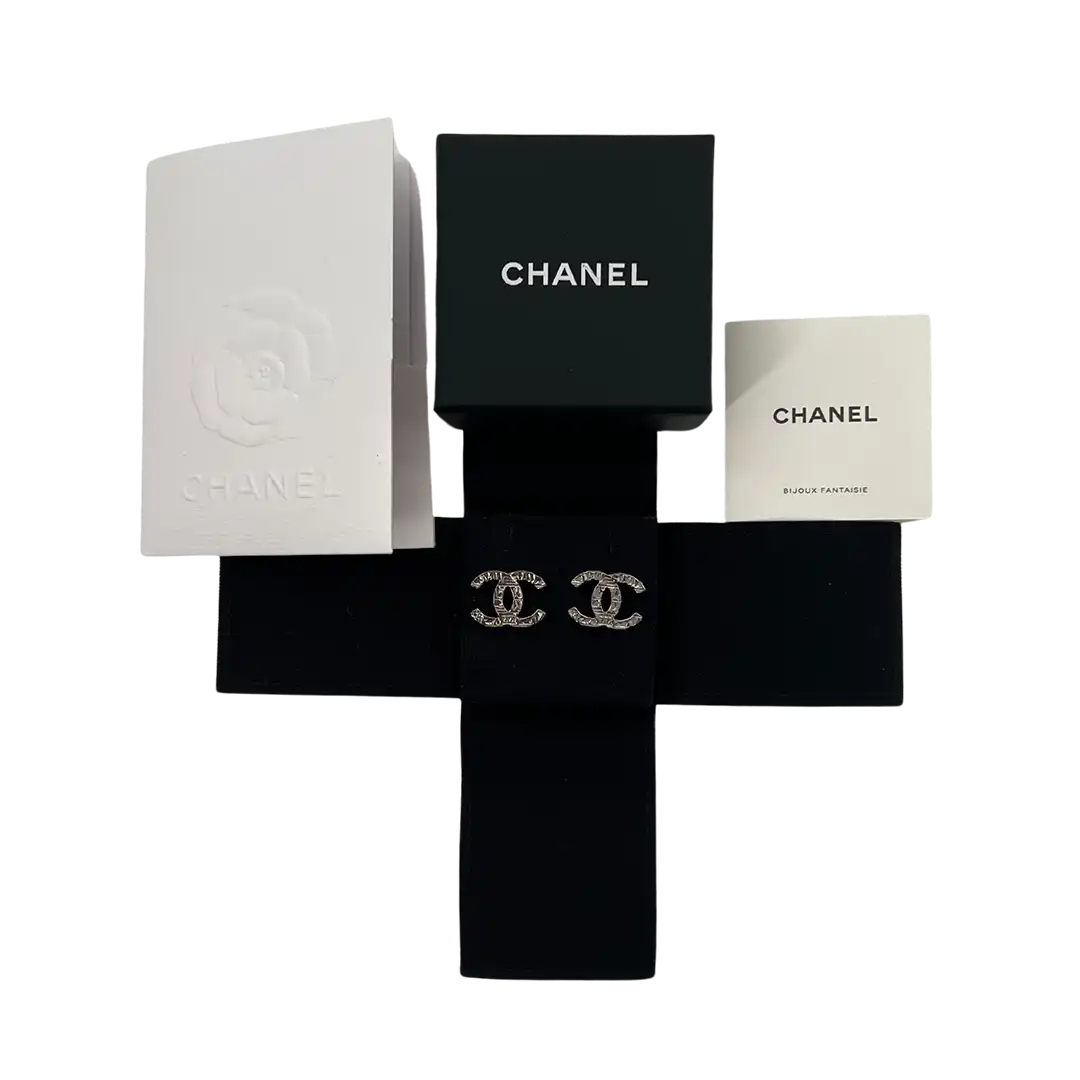 Chanel klassiche CC Ohrringe silber Fullset / neu Chanel