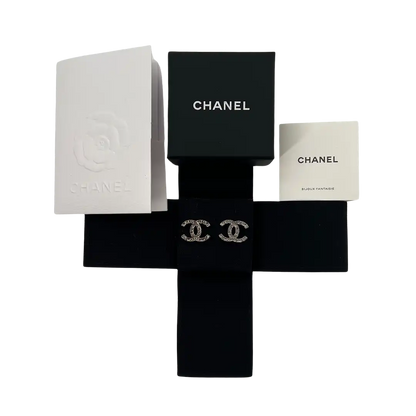 Chanel klassiche CC Ohrringe silber Fullset / neu Chanel
