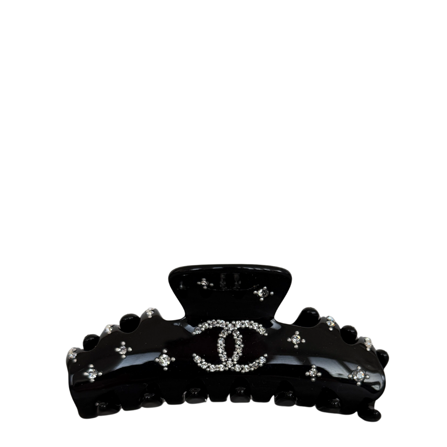 Chanel Resin Enamel Crystal CC Haarklammer schwarz / neuwertig Chanel