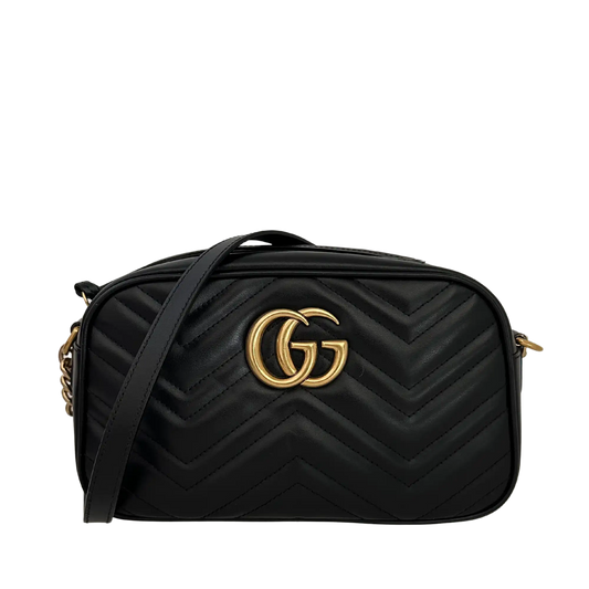 Gucci GG Marmont schwarz Leder Small / neuwertig Gucci