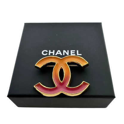 Chanel CC Brosche Gold/Orange/Pink - Limitierte Edition / Neuwertig Chanel
