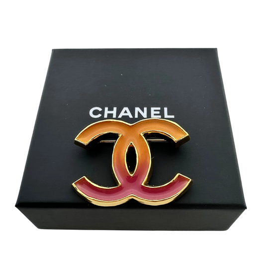 Chanel CC Brosche Gold/Orange/Pink - Limitierte Edition / Neuwertig Chanel