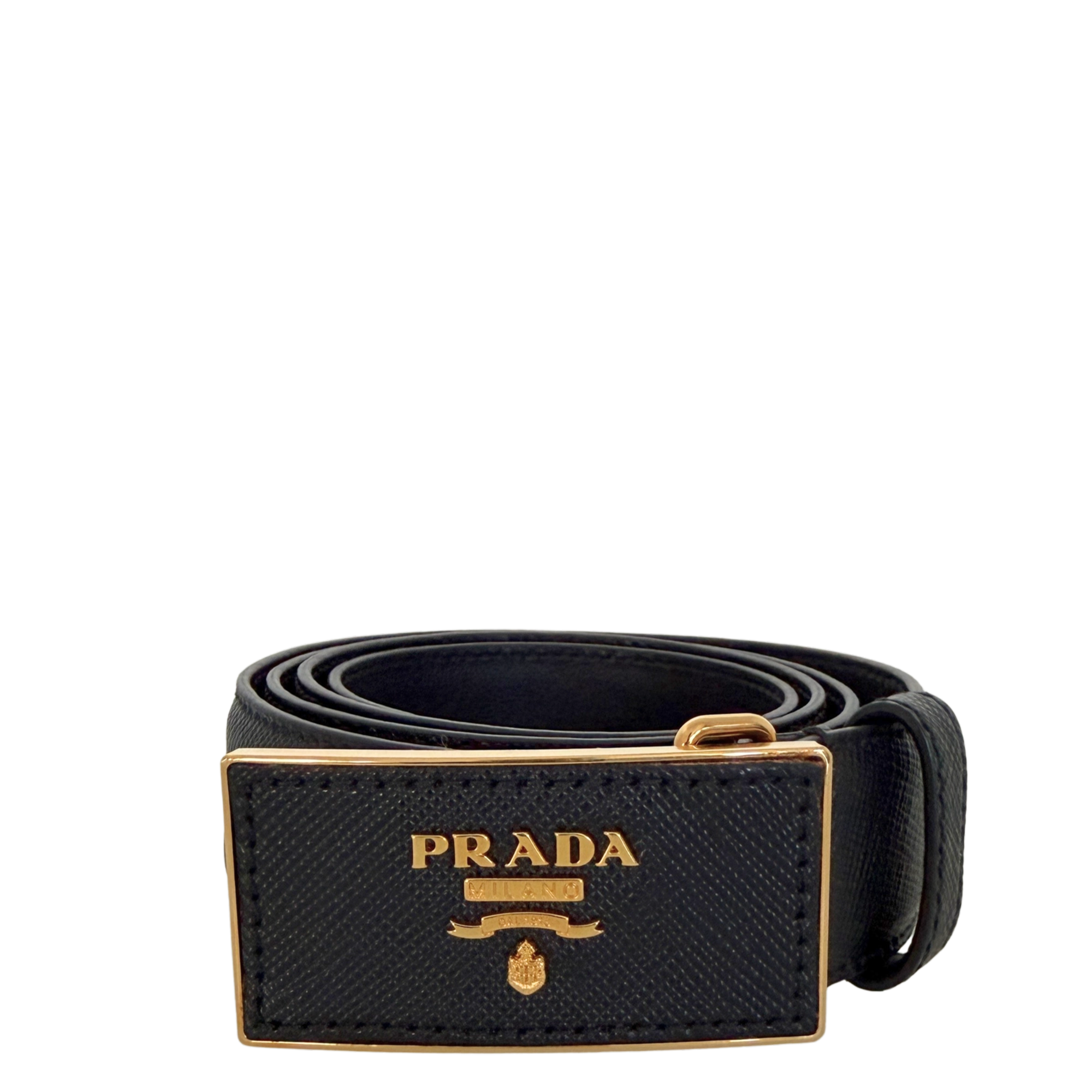 Prada Saffiano Leder Gürtel goldene Hardware 80cm / sehr gut Prada