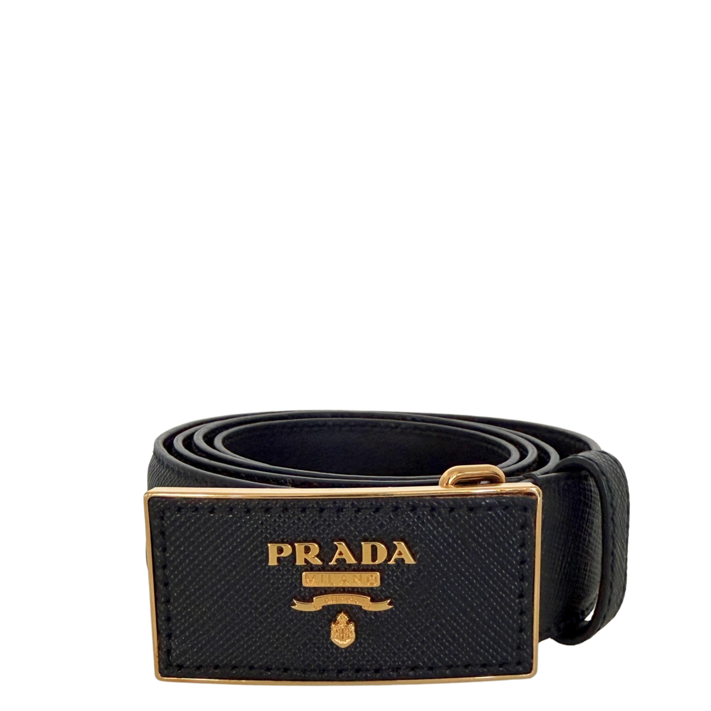 Prada Saffiano Leder Gürtel goldene Hardware 80cm / sehr gut Prada