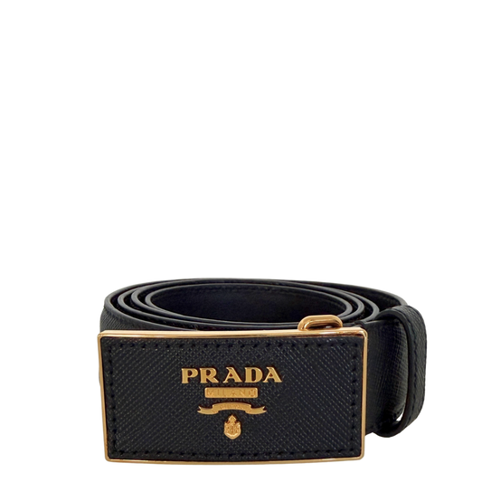 Prada Saffiano Leder Gürtel goldene Hardware 80cm / sehr gut Prada