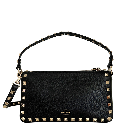 Valentino kleine Rockstud Schultertasche Kalbsleder schwarz / neuwertig Valentino