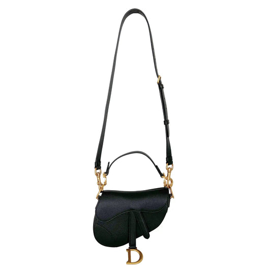 Dior Mini Saddle Bag mit Trageriemen Kalbsleder schwarz 2022 / neuwertig Dior