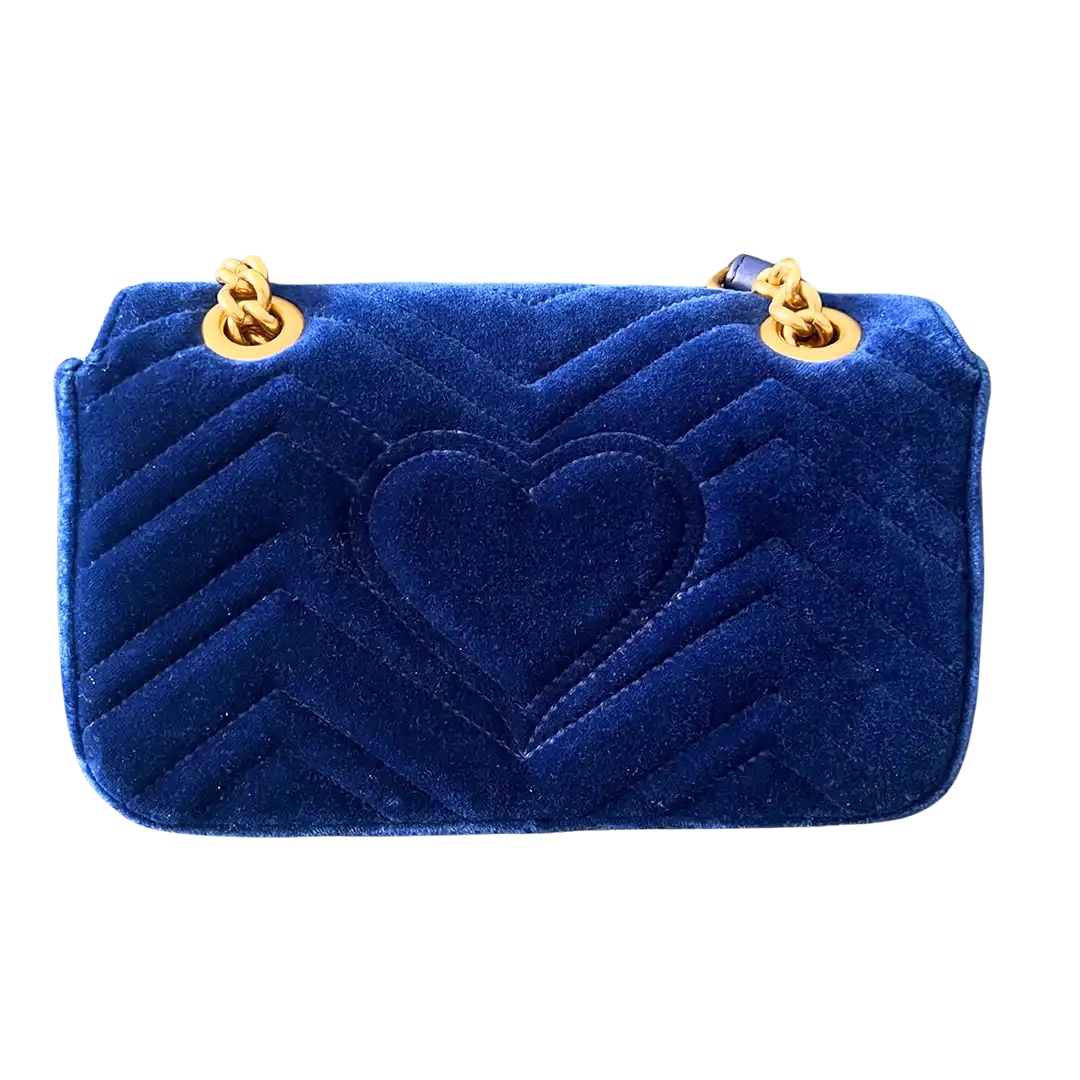 Gucci marmont mini velvet blue sale