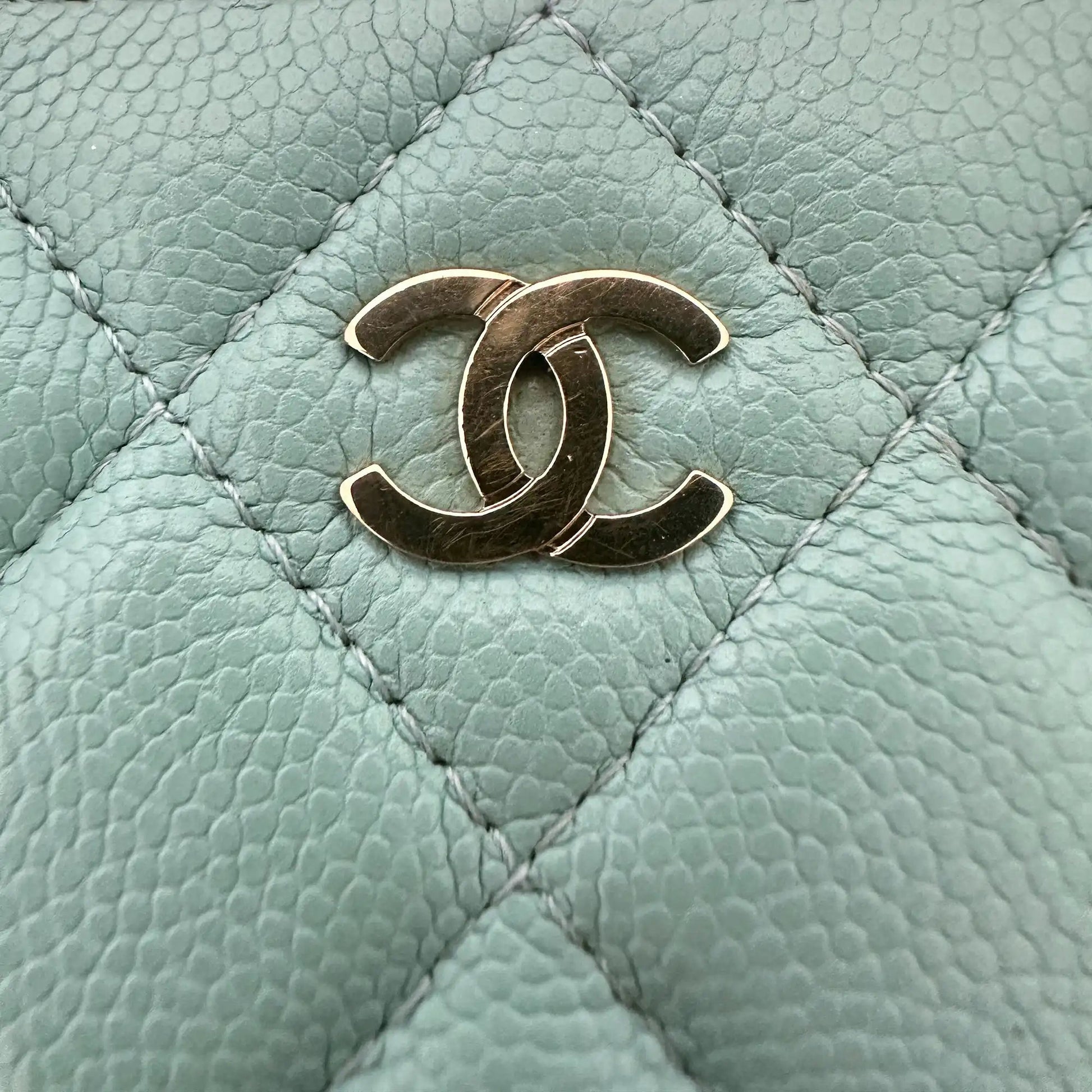 Chanel Double Zip Wallet on Chain light blue 2020 / sehr gut Echtheitscheck