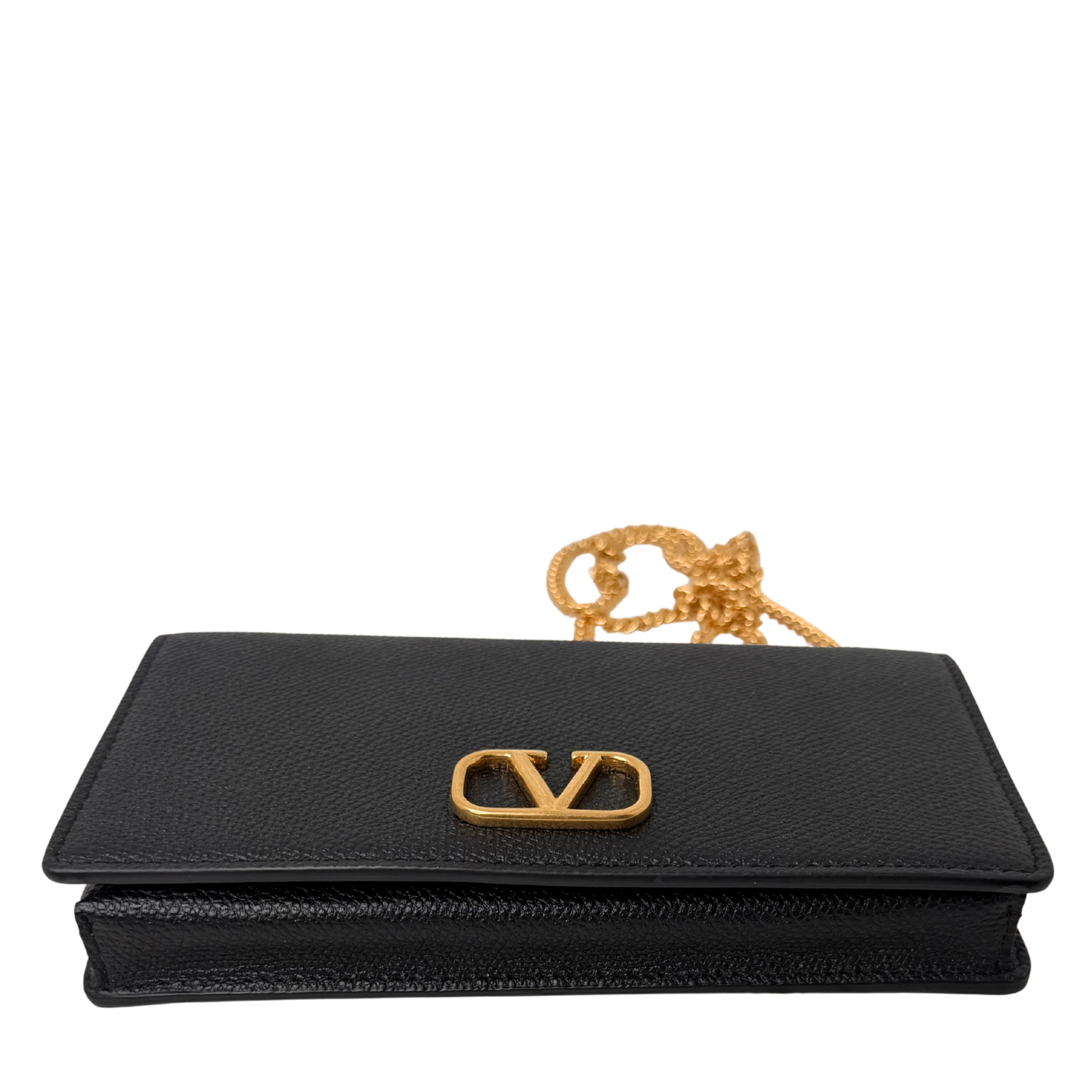 Valentino VLogo Wallet on Chain Kalbsleder schwarz / neuwertig Valentino