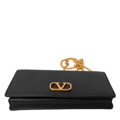 Valentino VLogo Wallet on Chain Kalbsleder schwarz / neuwertig Valentino