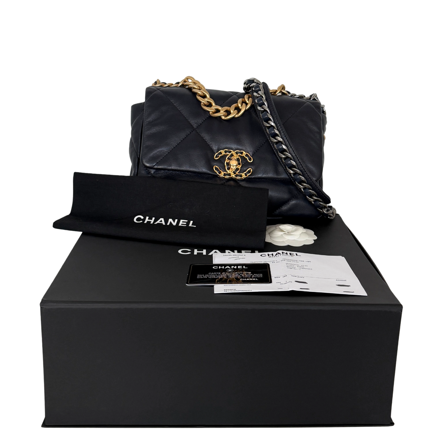 Chanel 19 Flap Bag Small Tasche Lammleder Navy Fullset / neuwertig
