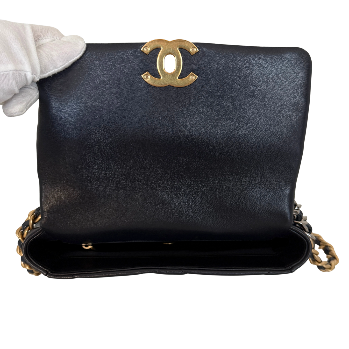 Chanel 19 Flap Bag Small Tasche Lammleder Navy Fullset / neuwertig