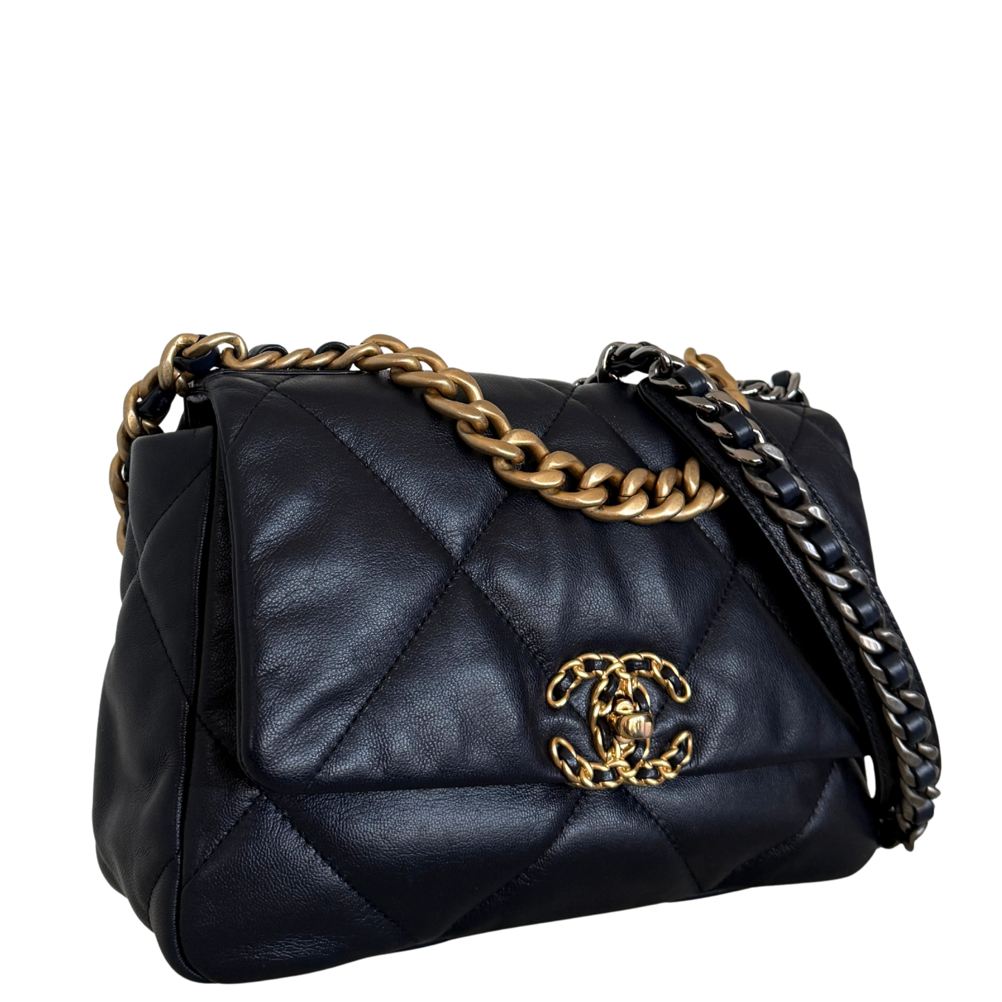 Chanel 19 Flap Bag Small Tasche Lammleder Navy Fullset / neuwertig
