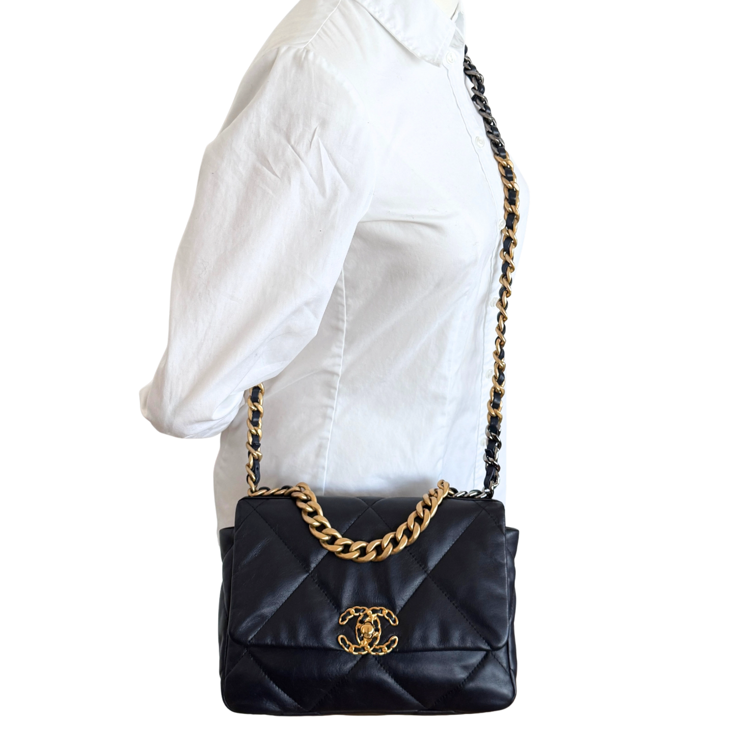 Chanel 19 Flap Bag Small Tasche Lammleder Navy Fullset / neuwertig