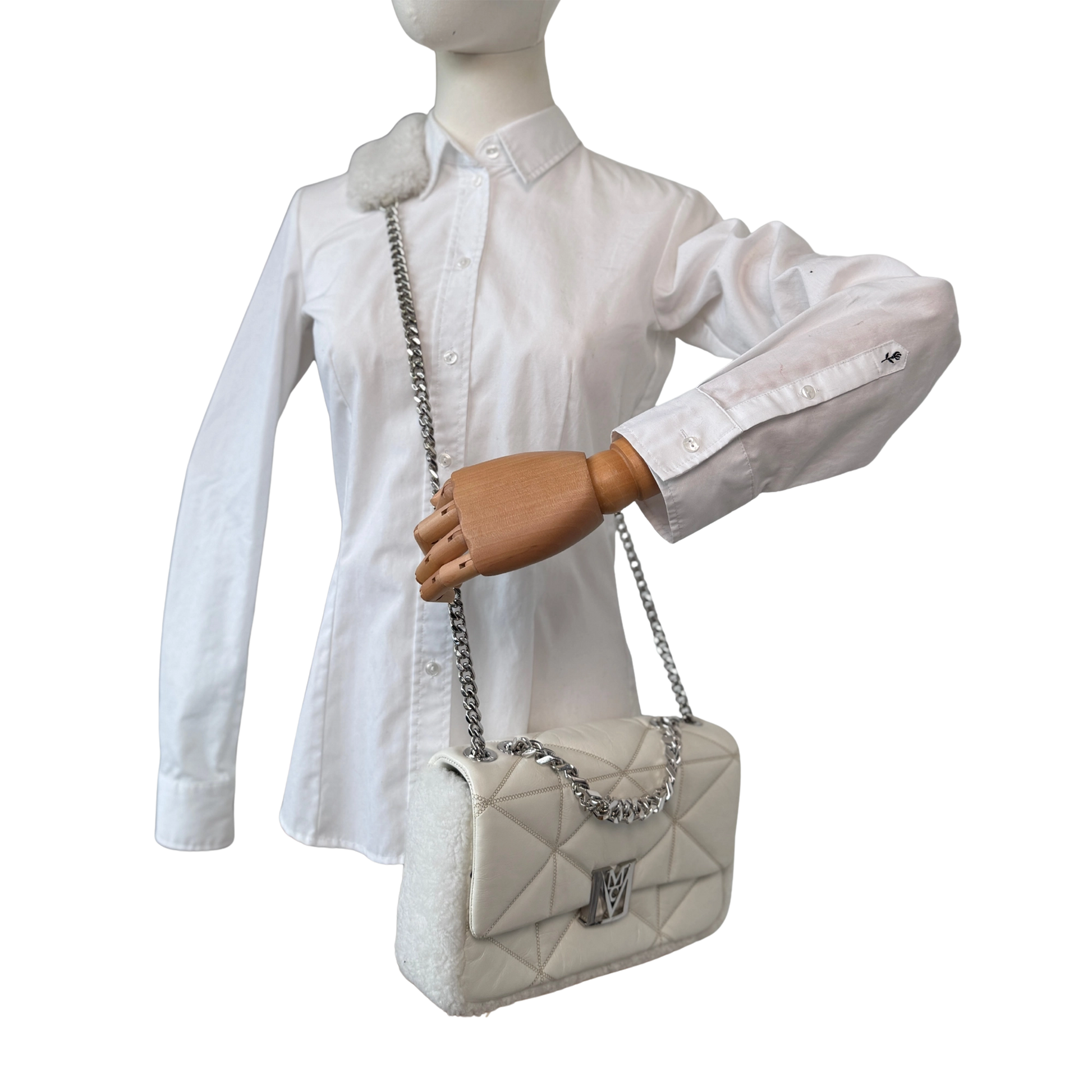 MCM Travia Shearling Shoulder Bag Off- White / neuwertig MCM