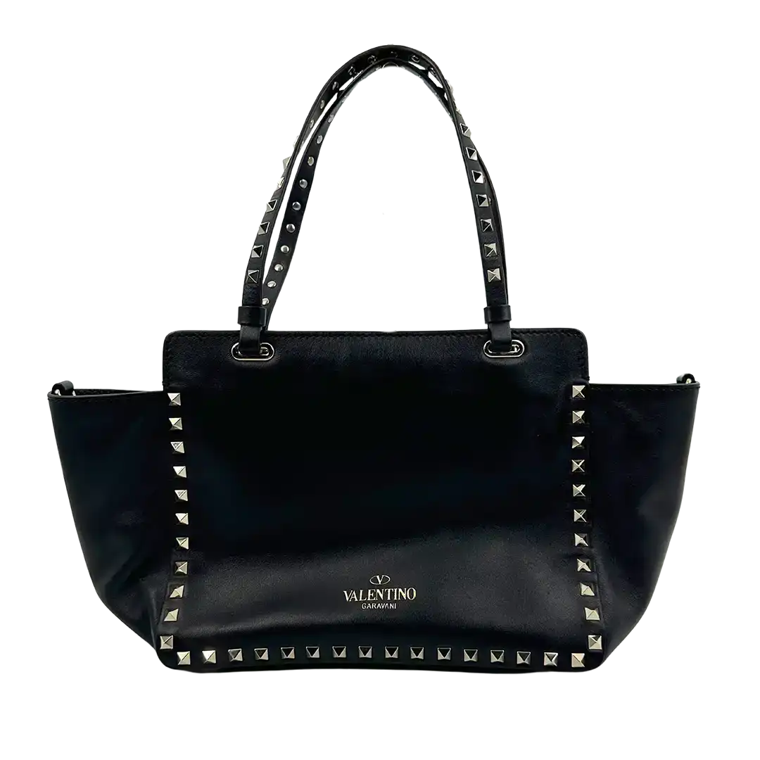 Valentino Garavani Rockstud Shopper Bag Leder schwarz / sehr gut