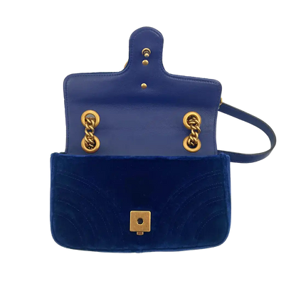 Gucci GG Marmont Mini cobalt blue Samttasche / sehr gut Gucci