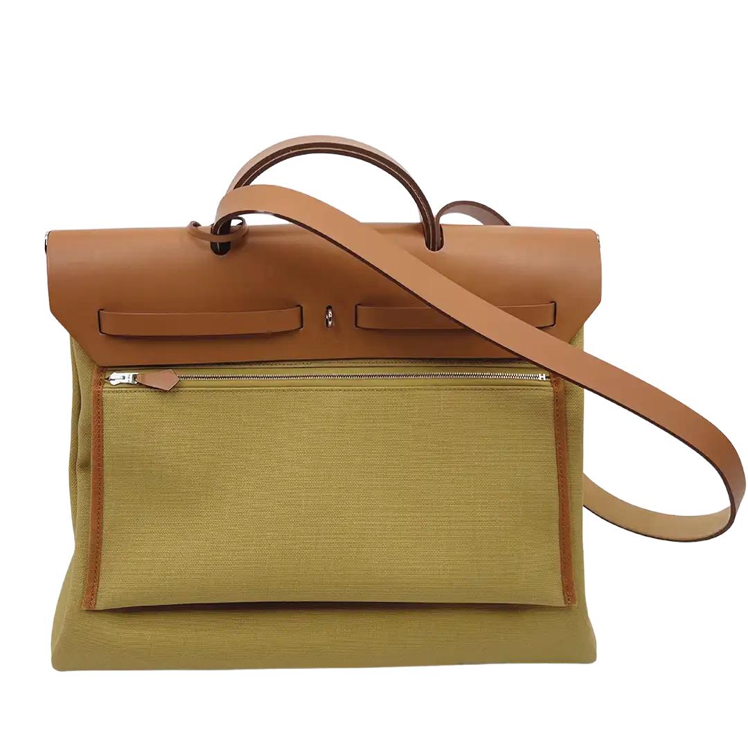 Hermès Herbag Zip 39 Palladium Hardware Ginger / Naturel Fullset 2024 / neuwertig Hermès