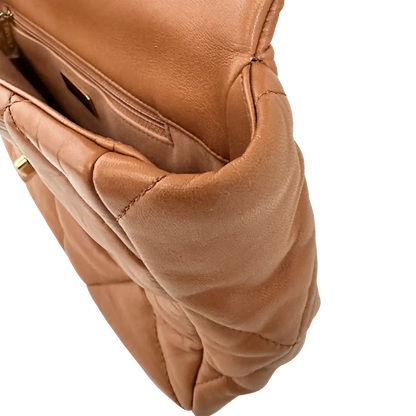 Chanel 19 Flap Bag Medium Tasche glänzendes Lammleder Caramel / sehr gut Chanel
