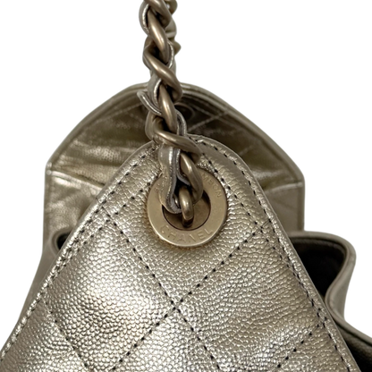 Chanel 25 Small Metallic Champagner Gold Fullset / neuwertig Chanel